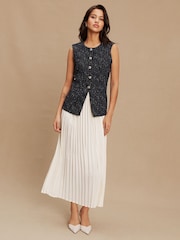 Navy/White Occasion 2-in-1 Tweed Waistcoat Dress - Image 2 of 6
