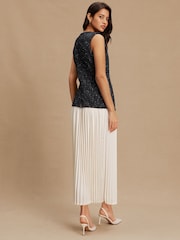 Navy/White Occasion 2-in-1 Tweed Waistcoat Dress - Image 3 of 6