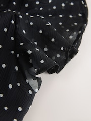 Black/White Spot Lace Trim V-Neck Tiered Maxi Occasion Dress - Image 7 of 7