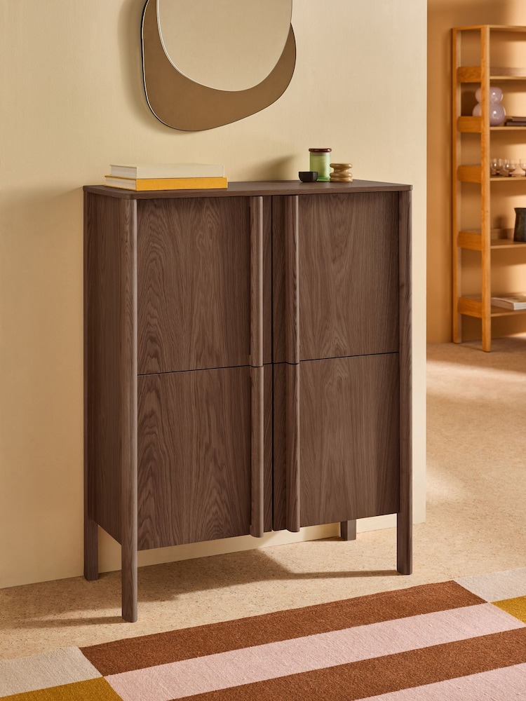 MADE.COM Dark Stain Oak Reeve Tall Large Sideboard - Image 1 of 7 MADE.COM Dark Stain Oak Reeve Tall Large Sideboard - Image 1 of 7