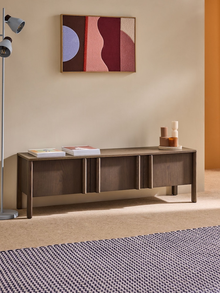 MADE.COM Dark Stain Oak Reeve Up to 55 Inch Wide TV Unit - Image 1 of 6 MADE.COM Dark Stain Oak Reeve Up to 55 Inch Wide TV Unit - Image 1 of 6