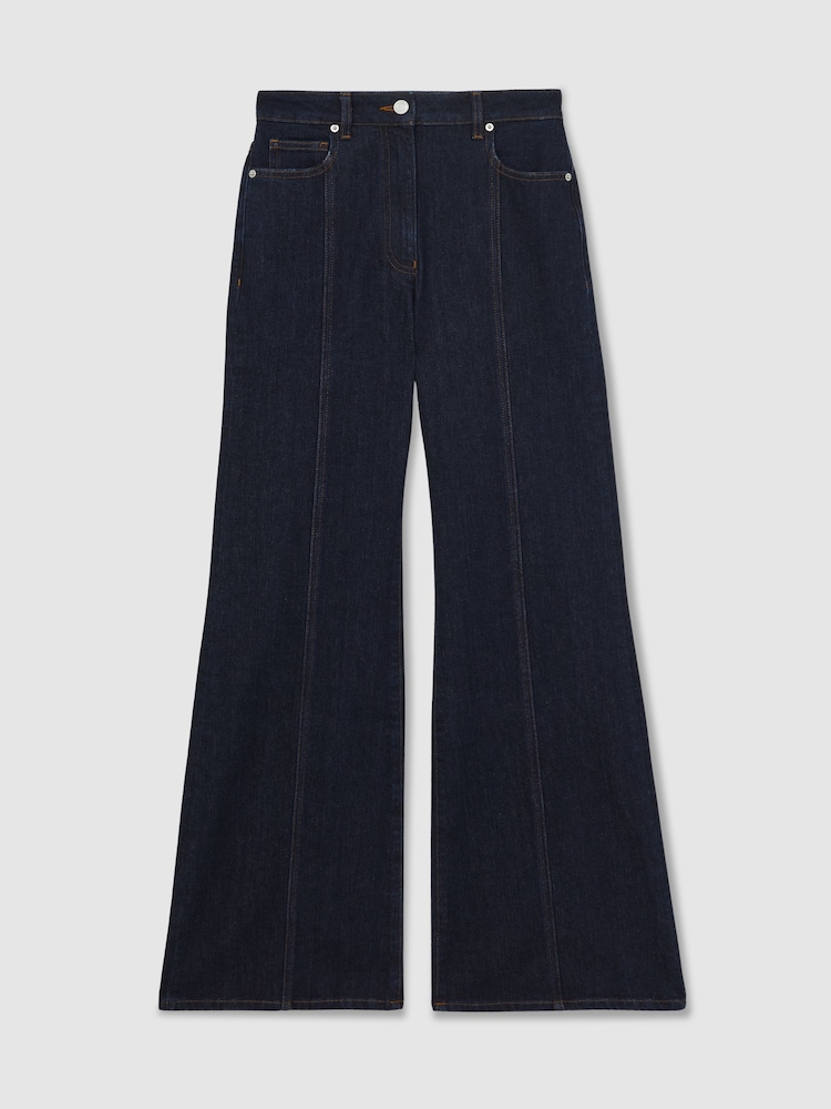 Reiss Indigo June Flared Seam-Detail Jeans - Image 2 of 7