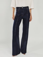 Reiss Indigo June Flared Seam-Detail Jeans - Image 3 of 7