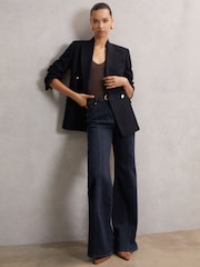 Reiss Indigo June Flared Seam-Detail Jeans - Image 6 of 7