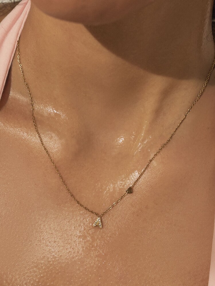 Gold Tone Stainless Steel Waterproof Initial Necklace - Image 2 of 22