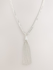 Με ασημένιο τόνο - 3 Κολιέ με κρεμαστό κόσμημα και φούντες σε στρώσεις - Εικόνα 1 του 3