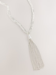 Με ασημένιο τόνο - 3 Κολιέ με κρεμαστό κόσμημα και φούντες σε στρώσεις - Εικόνα 2 του 3