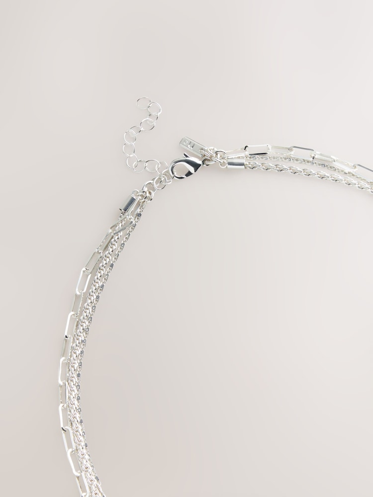 Με ασημένιο τόνο - 3 Κολιέ με κρεμαστό κόσμημα και φούντες σε στρώσεις - Εικόνα 3 του 3