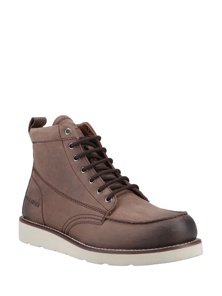 JACK & JONES Brown Leather Boots - Image 1 of 5 JACK & JONES Brown Leather Boots - Image 1 of 5
