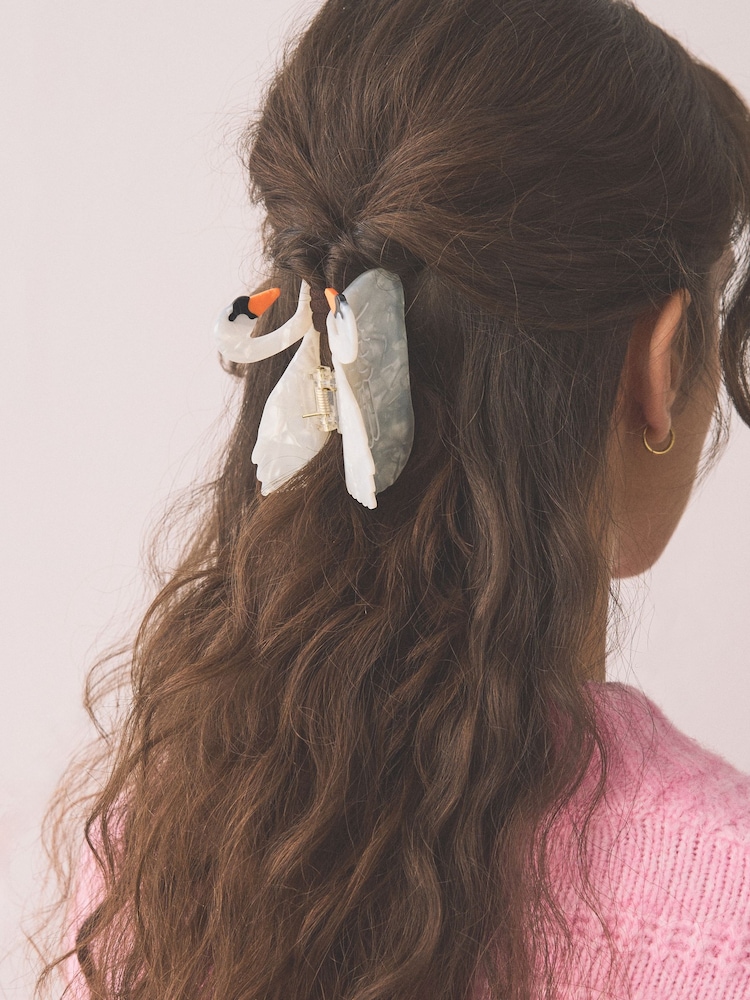 Alb - Swan Hair Claw Clip - Imaginea 1 din 5