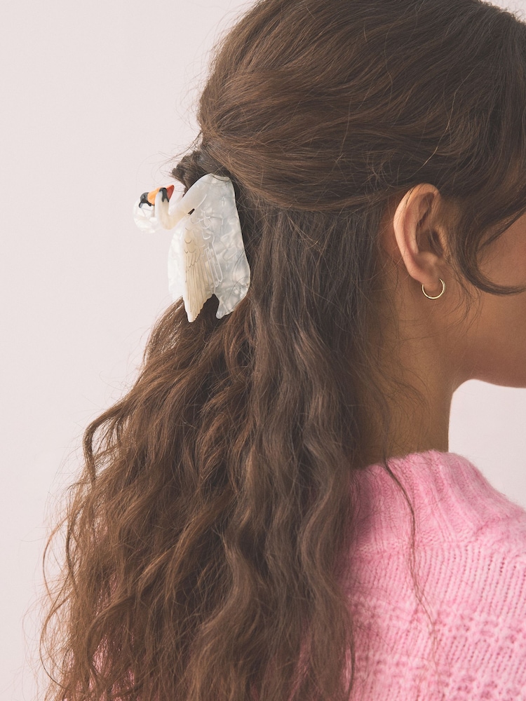 Alb - Swan Hair Claw Clip - Imaginea 2 din 5