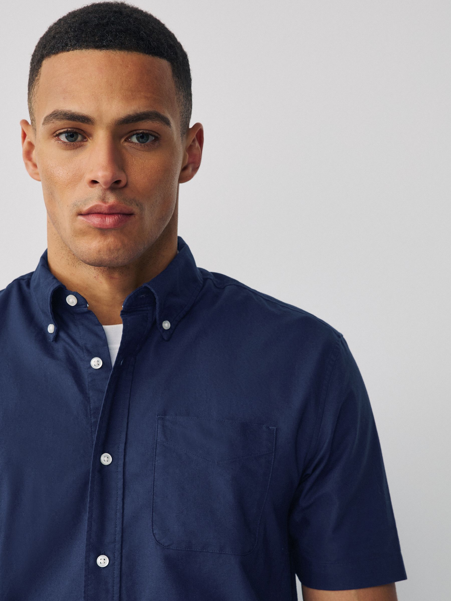 Buy Navy Short Sleeve N.Premium 100% Cotton Regular Fit Oxford