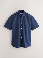 Navy Short Sleeve Lightweight Pocket Oxford  Shirt - Image 5 of 7
