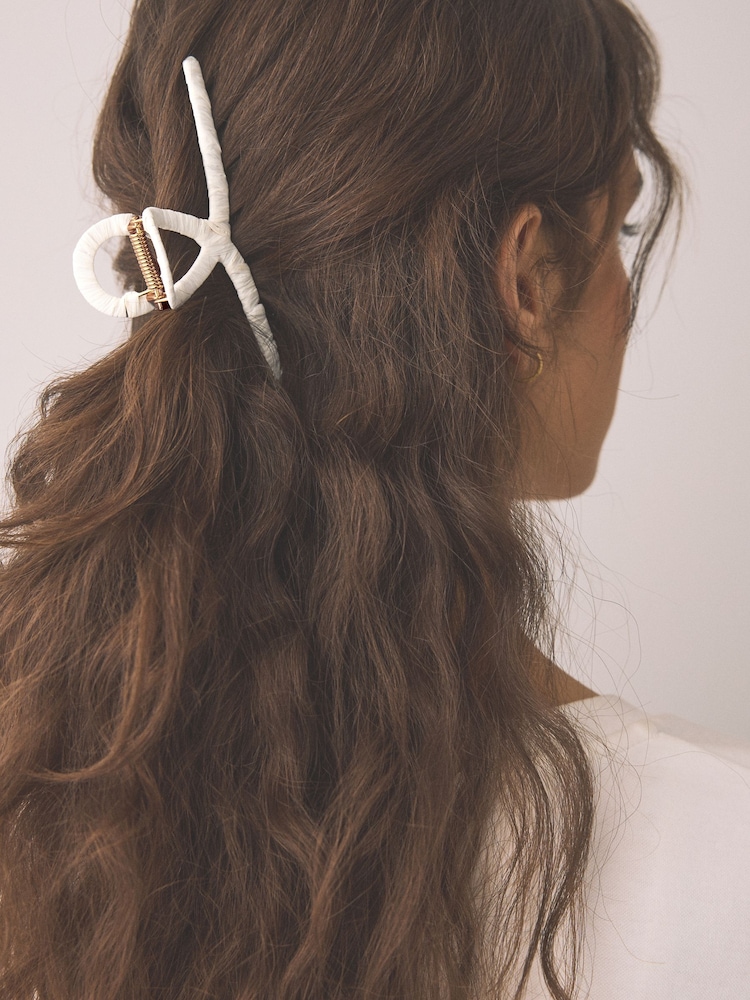 象牙白 - Raffia Hair Claw Clip - 圖片 1/5