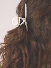 象牙白 - Raffia Hair Claw Clip - 圖片 2/5