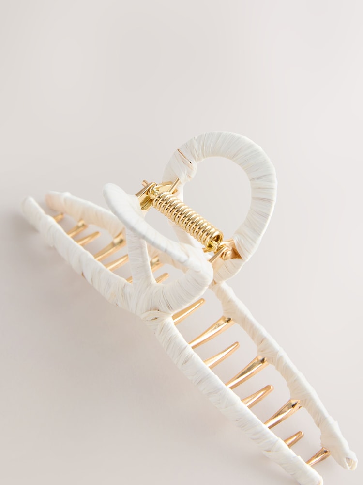 象牙白 - Raffia Hair Claw Clip - 圖片 5/5