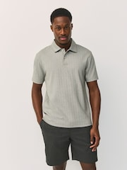 Olive Heritage Brushed Pattern Polo Shirt - Image 3 of 8