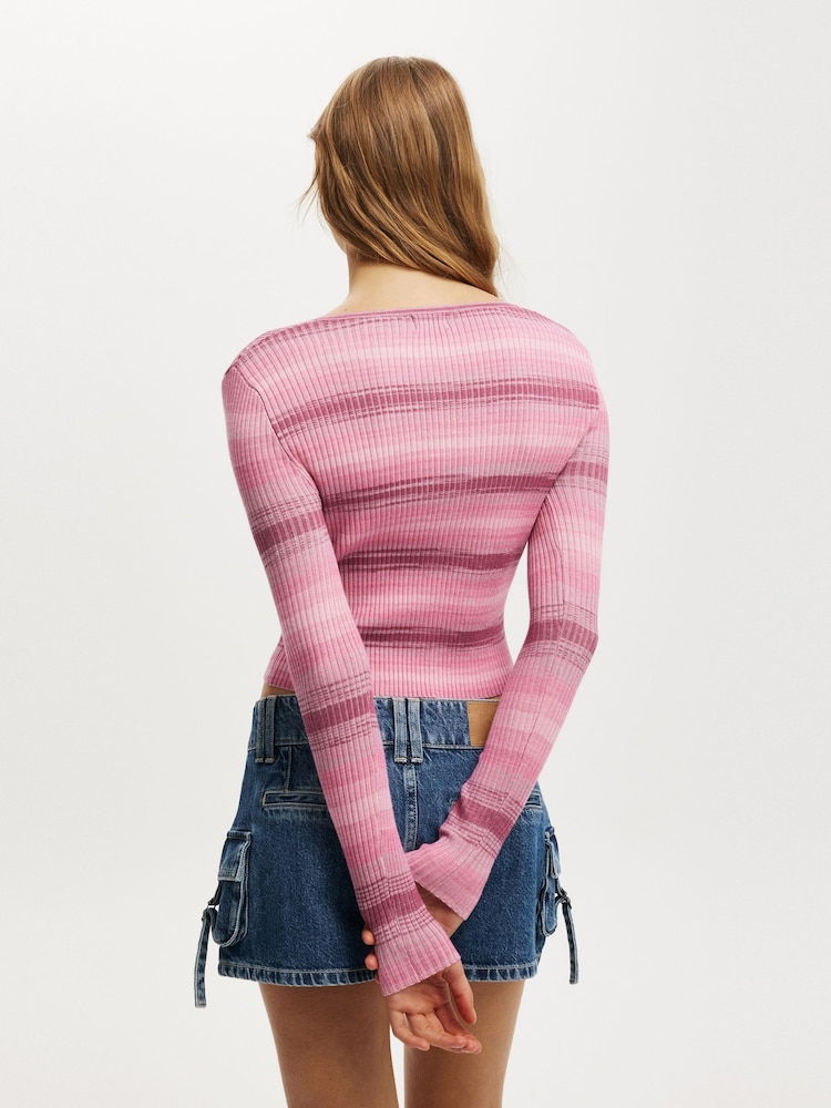 Cotton On Pink Everfine Rib Knit Cardigan - Image 2 of 5 Cotton On Pink Everfine Rib Knit Cardigan - Image 2 of 5