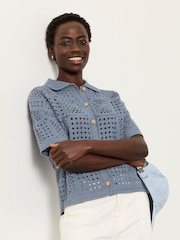 FatFace Astrid Blue Crochet Shirt - Image 2 of 6
