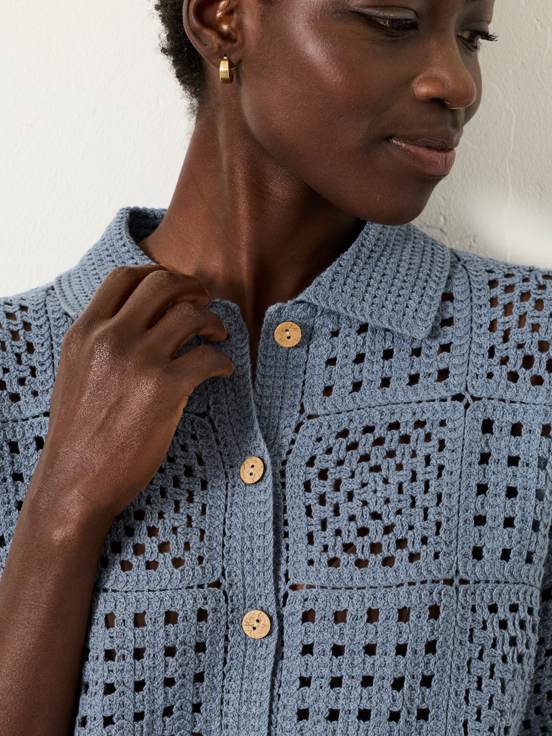 Buy FatFace Astrid Blue Crochet Shirt from the Next UK online shop