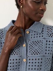 FatFace Astrid Blue Crochet Shirt - Image 6 of 6