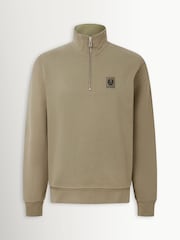 Belstaff Green Classic Fleece Quarter Zip Sweatshirt - Image 1 of 2