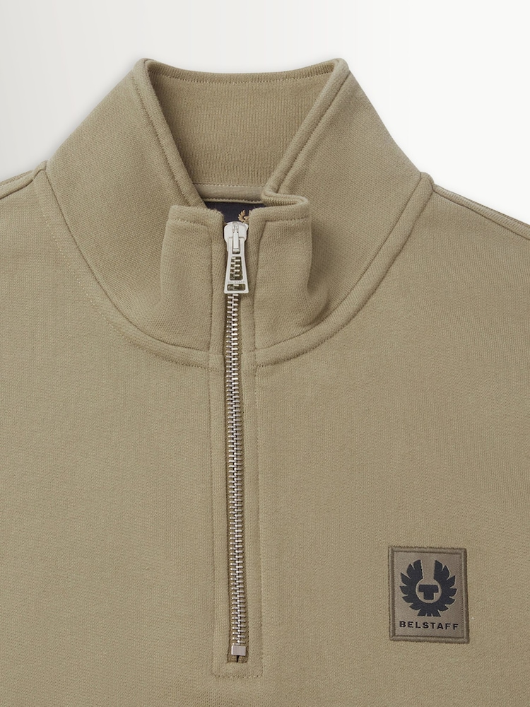 Belstaff Green Classic Fleece Quarter Zip Sweatshirt - Image 2 of 2 Belstaff Green Classic Fleece Quarter Zip Sweatshirt - Image 2 of 2