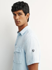 Belstaff Blue Short Sleeve Linen Shirt - Image 5 of 9