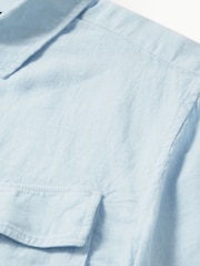 Belstaff Blue Short Sleeve Linen Shirt - Image 8 of 9
