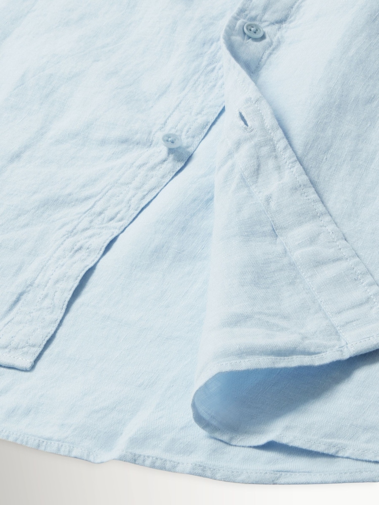 Belstaff Blue Short Sleeve Linen Shirt - Image 9 of 9