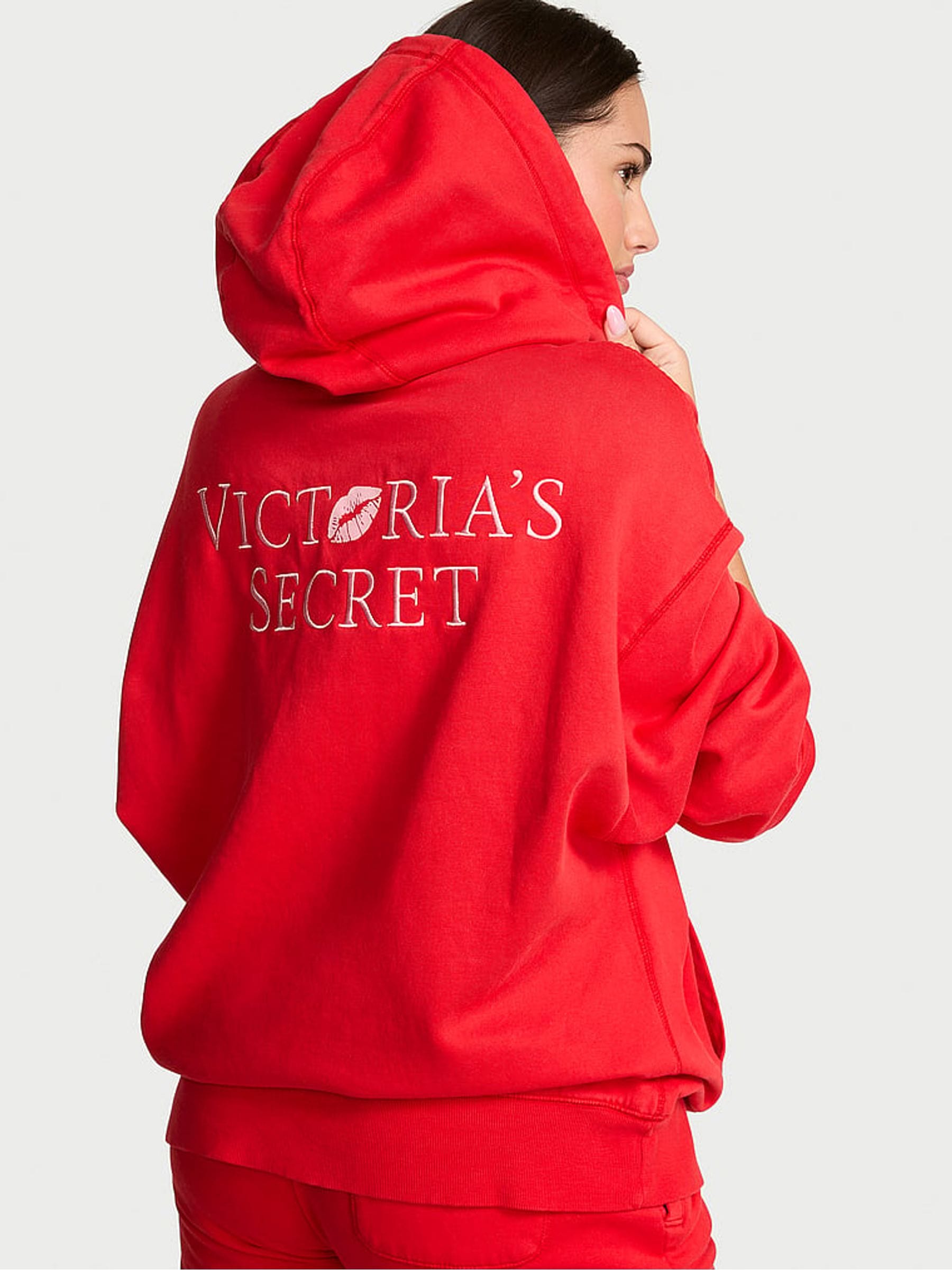 Buy Victoria's Secret Washed Lipstick Red Fleece Hoodie from the