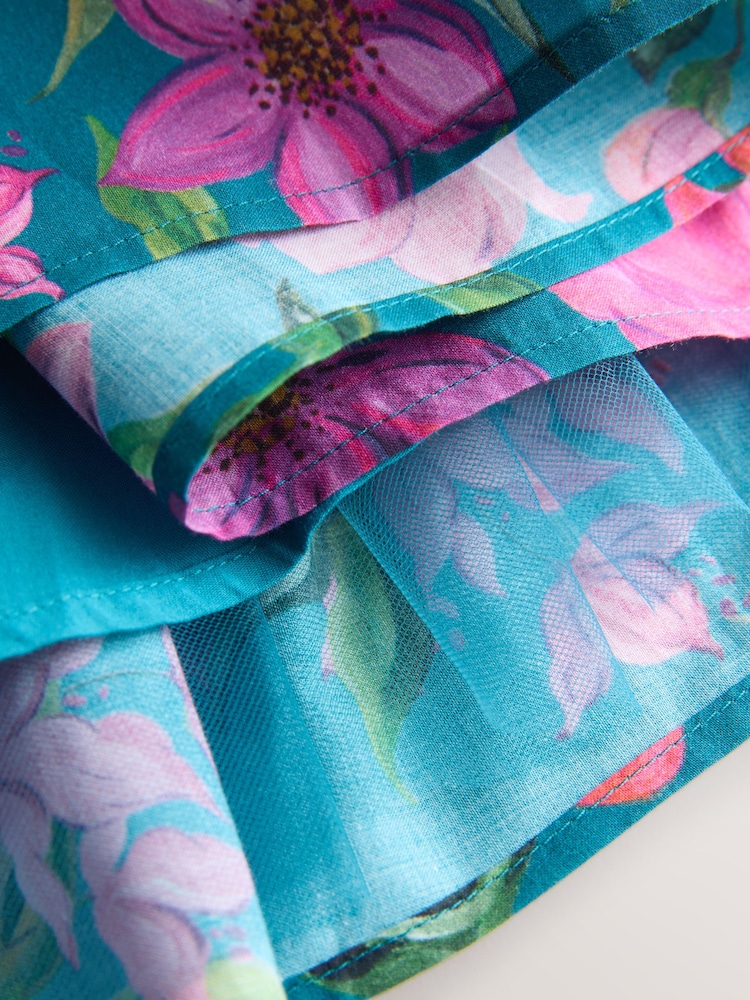 Albastru turcoaz - Rochie de bal cu imprimeu floral (3-14ani) - Imaginea 8 din 8 Albastru turcoaz - Rochie de bal cu imprimeu floral (3-14ani) - Imaginea 8 din 8