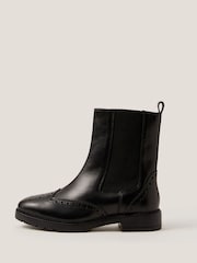Monsoon Black Eli Brogue Leather Chelsea Boots - Image 2 of 3
