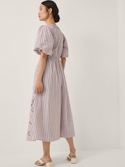 Monsoon Pink Alexis Embroidered Stripe Midi Dress - Image 4 of 4