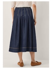 Monsoon Blue Darcie Pleated Denim Midi Skirt - Image 10 of 15