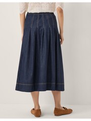 Monsoon Blue Darcie Pleated Denim Midi Skirt - Image 11 of 15