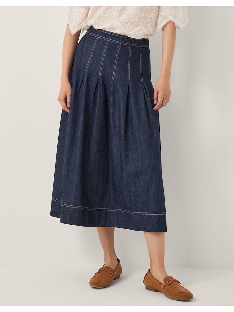 Monsoon Blue Darcie Pleated Denim Midi Skirt - Image 15 of 15 Monsoon Blue Darcie Pleated Denim Midi Skirt - Image 15 of 15