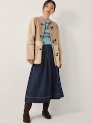 Monsoon Blue Darcie Pleated Denim Midi Skirt - Image 3 of 15