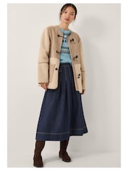 Monsoon Blue Darcie Pleated Denim Midi Skirt - Image 4 of 15