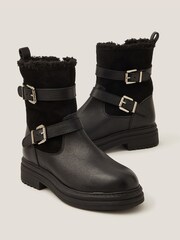 Monsoon Leya Shearling Leather Biker Boots - Imagem 1 de 4