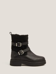 Monsoon Leya Shearling Leather Biker Boots - Imagem 2 de 4