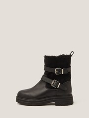 Monsoon Leya Shearling Leather Biker Boots - Imagem 3 de 4