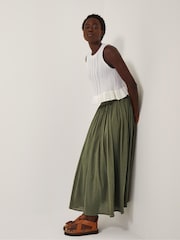 Monsoon Green Bethany Crinkle Midi Skirt - Image 1 of 4