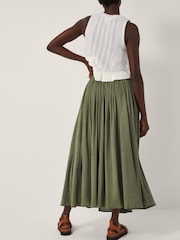 Monsoon Green Bethany Crinkle Midi Skirt - Image 2 of 4