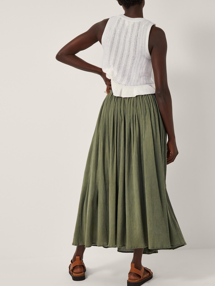 Monsoon Green Bethany Crinkle Midi Skirt - Image 2 of 4
