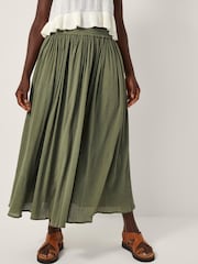 Monsoon Green Bethany Crinkle Midi Skirt - Image 3 of 4