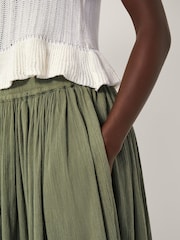 Monsoon Green Bethany Crinkle Midi Skirt - Image 4 of 4
