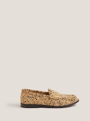 Monsoon Brown Maya Leather Animal Print Loafers - Image 1 of 3