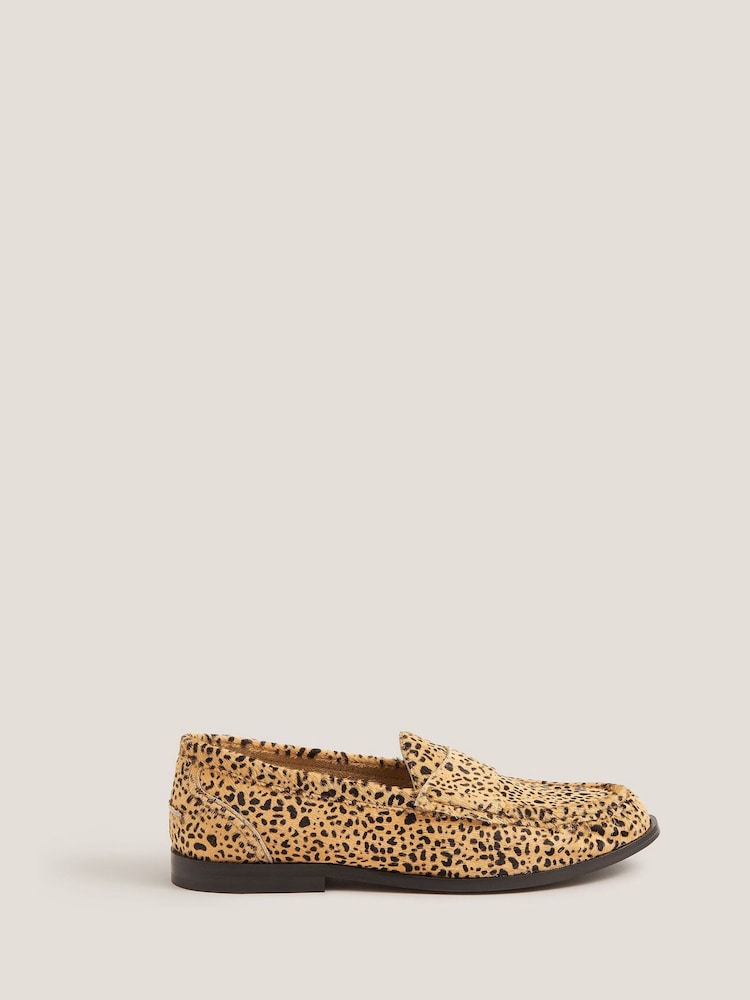 Monsoon Brown Maya Leather Animal Print Loafers - Image 1 of 3