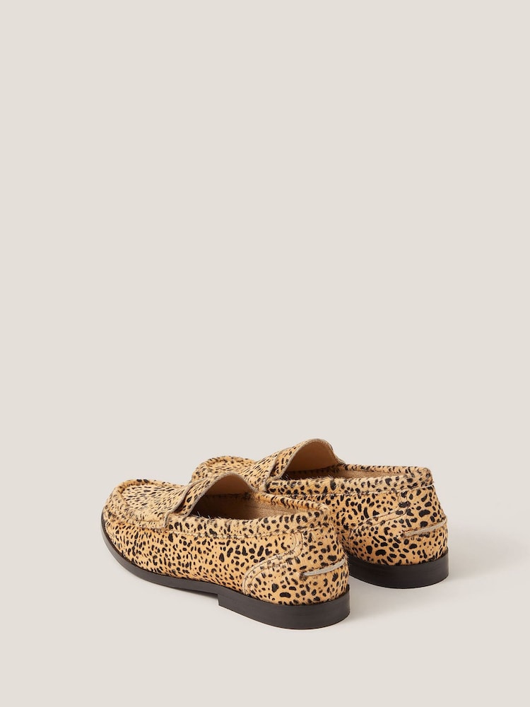Monsoon Brown Maya Leather Animal Print Loafers - Image 2 of 3
